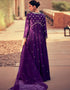 real gerogette trendy designer party wear gown gown with embroidery work and deep violet dupatta ie-5402 Close-up View